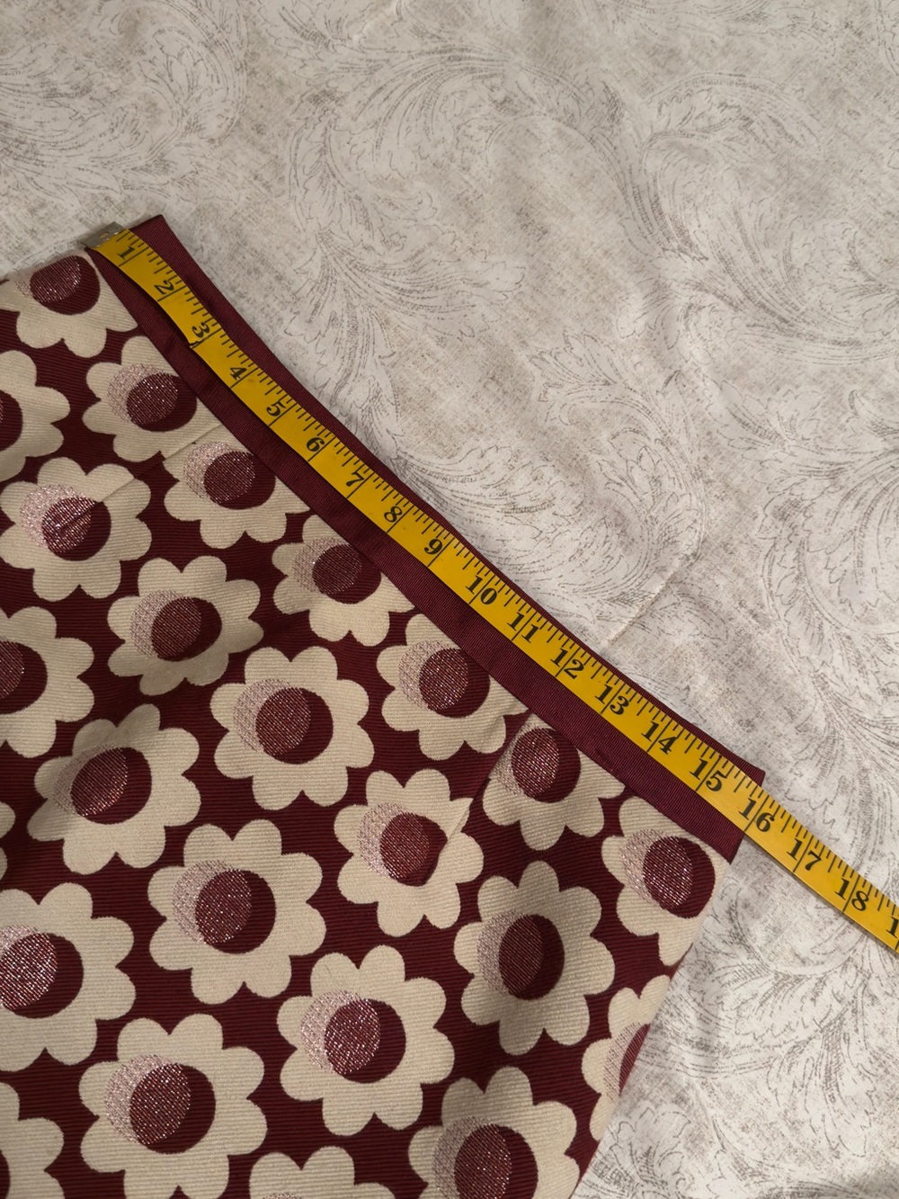 Boden Burgundy and Cream Floral Jacquard Pencil Skirt - Picture 7 of 8